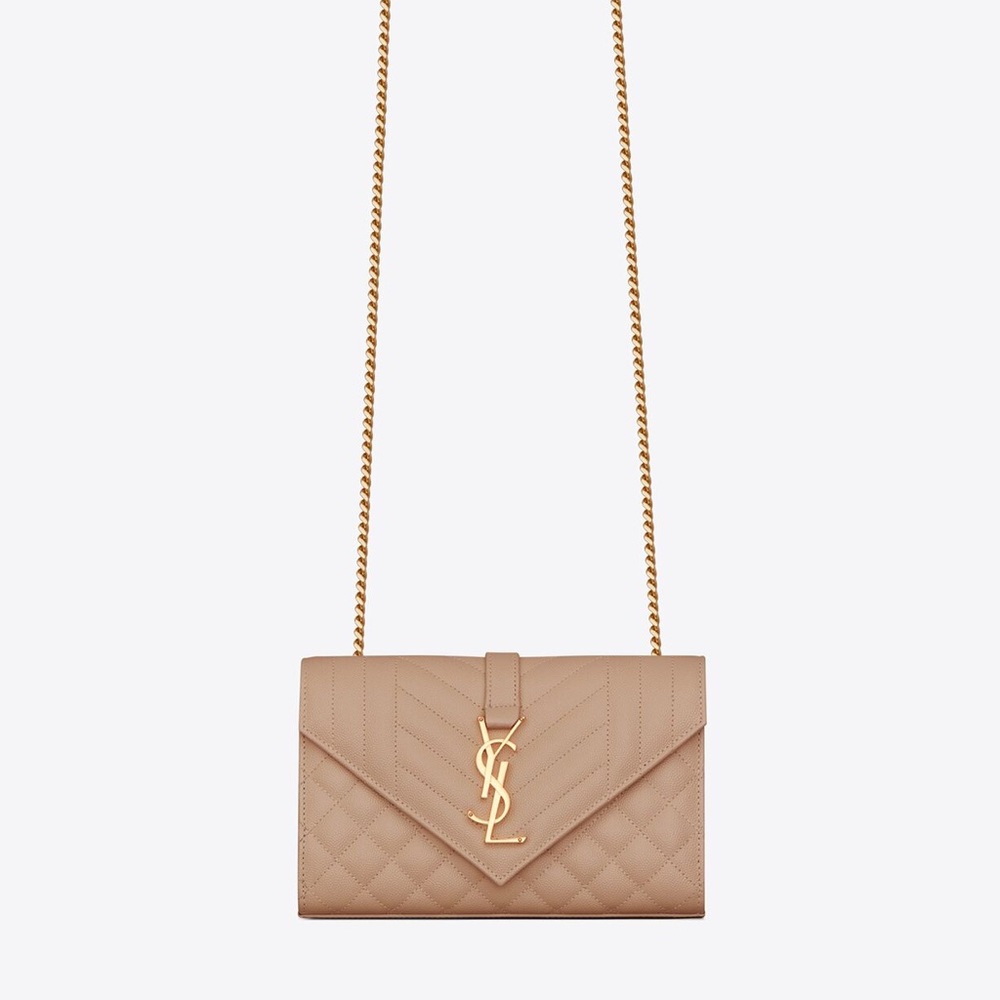 YSL Saint Laurent Dark Beige Small Envelope Bag